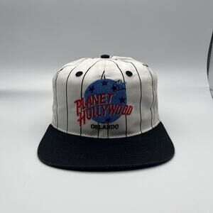 Planet Hollywood Hat Cap Snap Back One Size Mens Pinstripe Baseball Orlando